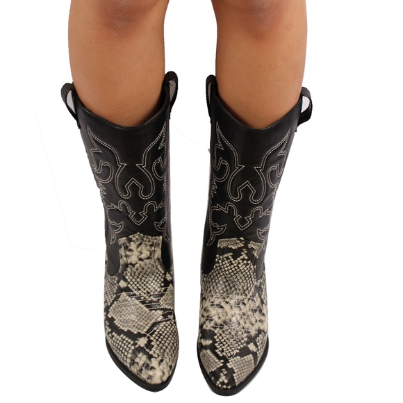 Black and Python Cowboy Boots - Picture 7 of 7